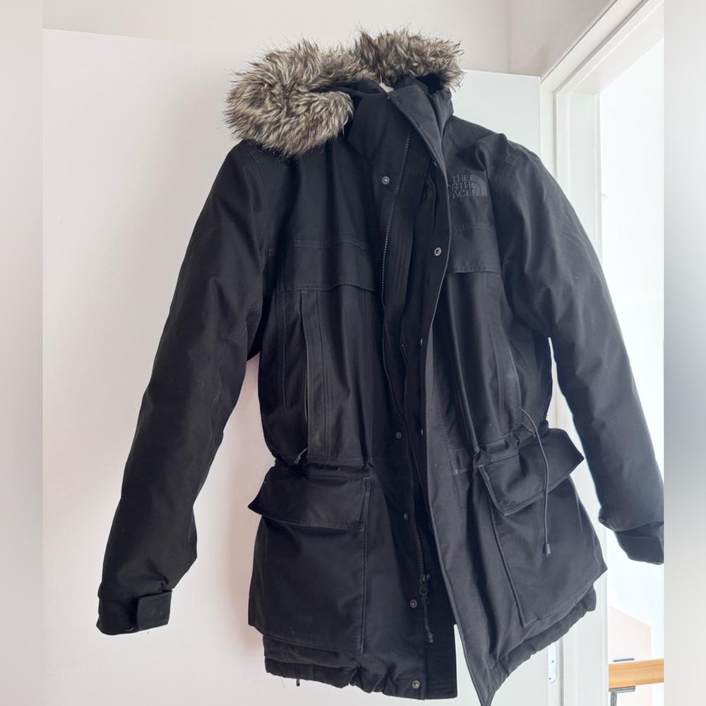 THE NORTH FACE MEN’S MCMURDO PARKA JACKET BLACK FAUX FUR HOOD SIZE M